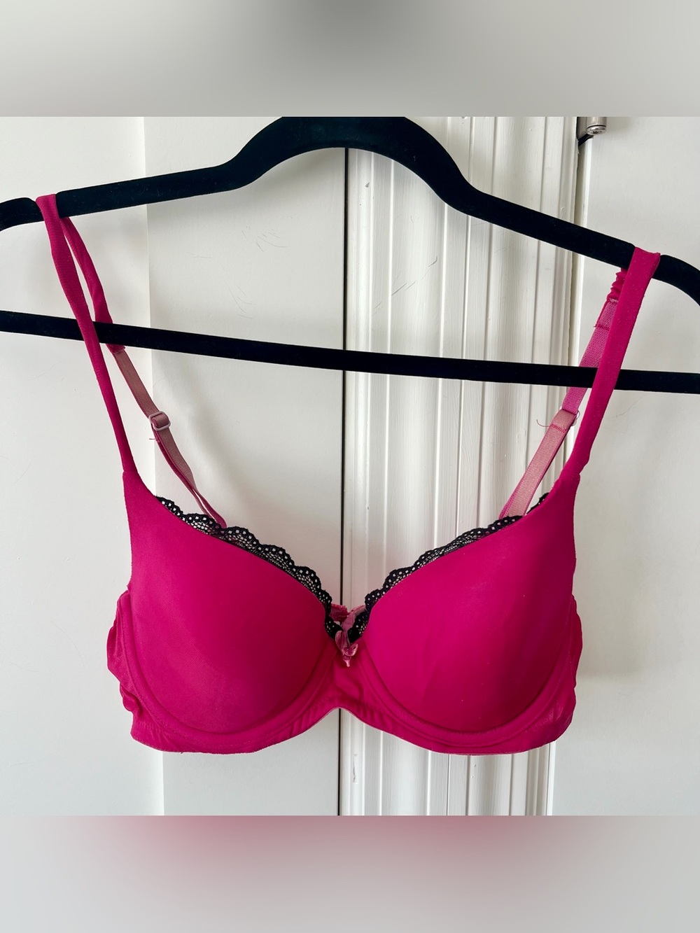 Delicates Y2K Vintage Lace Trim Lingerie Underwire Bra Pink Sz 34B